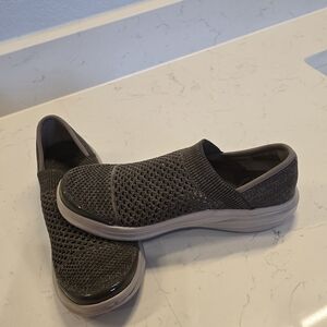 Bzees Gray Slip-On Loafers with Breathable Mesh
